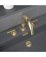 8 in. Widespread 2-Handle Mid-Arc Bathroom Faucet with Valve and cUPC Water Supply Lines Brushed Gold
