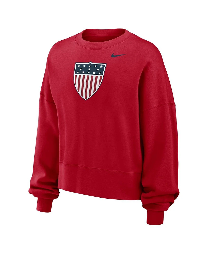 Nike Women's Red Team Usa Phoenix Fleece Pullover Sweatshirt