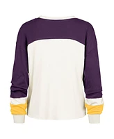 '47 Brand Women's Cream Lsu Tigers Double Header Curve Raglan Long Sleeve T-Shirt