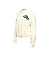 New Era Women's Cream Minnesota Wild Glam Game Quarter-Zip Cropped Floral Hoodie Pullover Top