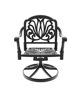 7-pc Cast Aluminum Dining Set, 6 Swivel Chairs, Rectangular Table