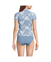 Lands' End Women's Short Sleeve Pique Johnny Collar Upf 50 Rash Guard