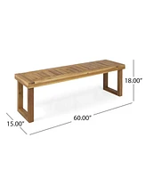 Outdoor Acacia Wood Dining Set, Sandblast Natural Finish