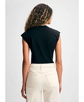 Isaac Mizrahi Women's Twist Neck Short Sleeve Tee