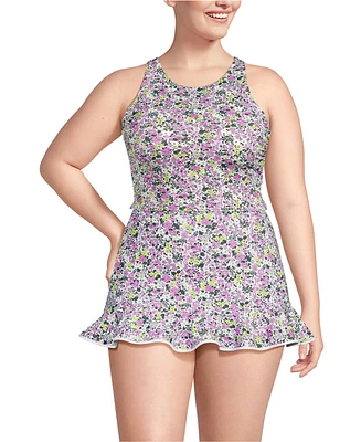 Lands' End Plus High Neck Racerback Midkini Top