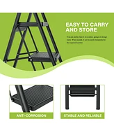 5 Step Ladder Steel Folding Step Stool Ladder with Tool Bag,330 lbs. Load Capacity