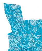 Rare Editions Toddler and Little Girls Embroidered Tropic Print Dress