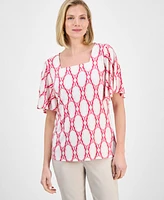 Jm Collection Women's Printed Square-Neck Top, Exclusively at Macy's