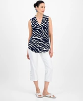Jm Collection Petite Animal-Print Sleeveless Top, Exclusively at Macy's