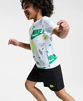 Nike Little Kids Printed T-Shirt & Lightweight French Terry Shorts, 2 Piece Set