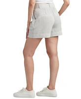 Bcx Juniors' Striped Pleat-Front Mid-Rise Shorts