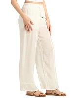 Bcx Juniors' Gauzy Textured-Trim Wide-Leg Pants