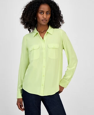 I.n.c. International Concepts Women's Flap-Pocket Shirt, Exclusively at Macy's