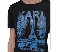 Karl Lagerfeld Paris Women's Embellished Scene Graphic T-Shirt