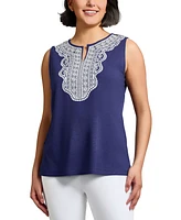 Jones New York Women's Textured Lace-Print Sleeveless Top