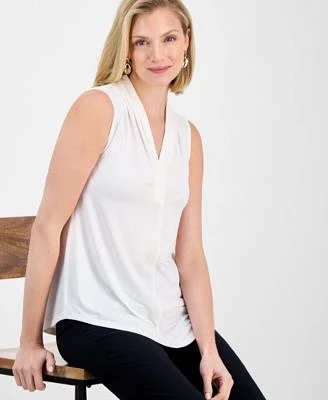 Jm Collection Womens V Neck Sleeveless Knit Blouse Xs Pxl Exclusively At Macys