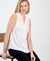 Jm Collection Womens V Neck Sleeveless Knit Blouse Xs Pxl Exclusively At Macys