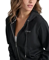 Dkny Sport Women's Cotton-Blend Stud-Logo Full Zip Hoodie