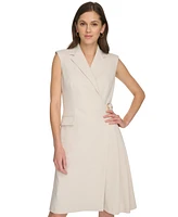 Calvin Klein Women's Faux-Wrap Coat Dress