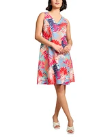 Jones New York Women's Printed V-Neck Sleeveless Trapeze Mini Dress