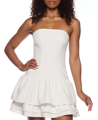 Alex & Sophia Juniors' Strapless Layered-Hem Fit Flare Dress