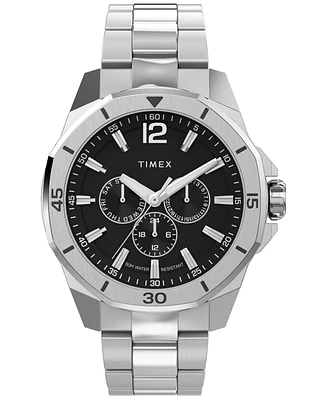 Timex Men's Analog Black Stainless Steel Watch, 46mm