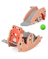 Gouun 3-in-1 Kids Slide Rocking Horse Set Convertible Toddler Slide with Basketball Hoop