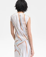 I.n.c. International Concepts Women's Striped Cap-Sleeve Top, Exclusively at Macy's