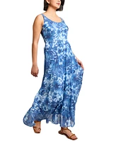 Jones New York Women's Printed Chiffon Scoop-Neck Maxi Dress