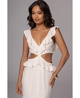 Jluxlabel Women's Sunshine Ruffle Linen Dress