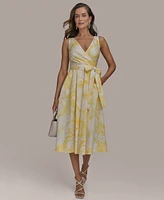Donna Karan New York Women's Floral-Print Cotton A-Line Dress