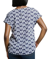 Jones New York Women's Shell-Print Button-Side Top
