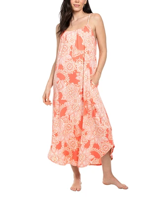 Linea Donatella Women's Coral Printed Maxi Nightgown