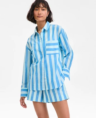 On 34th Women's Striped Long-Sleeve Shirt, Exclusively at Macy's