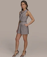 Donna Karan New York Women's Cowlneck Belted Romper