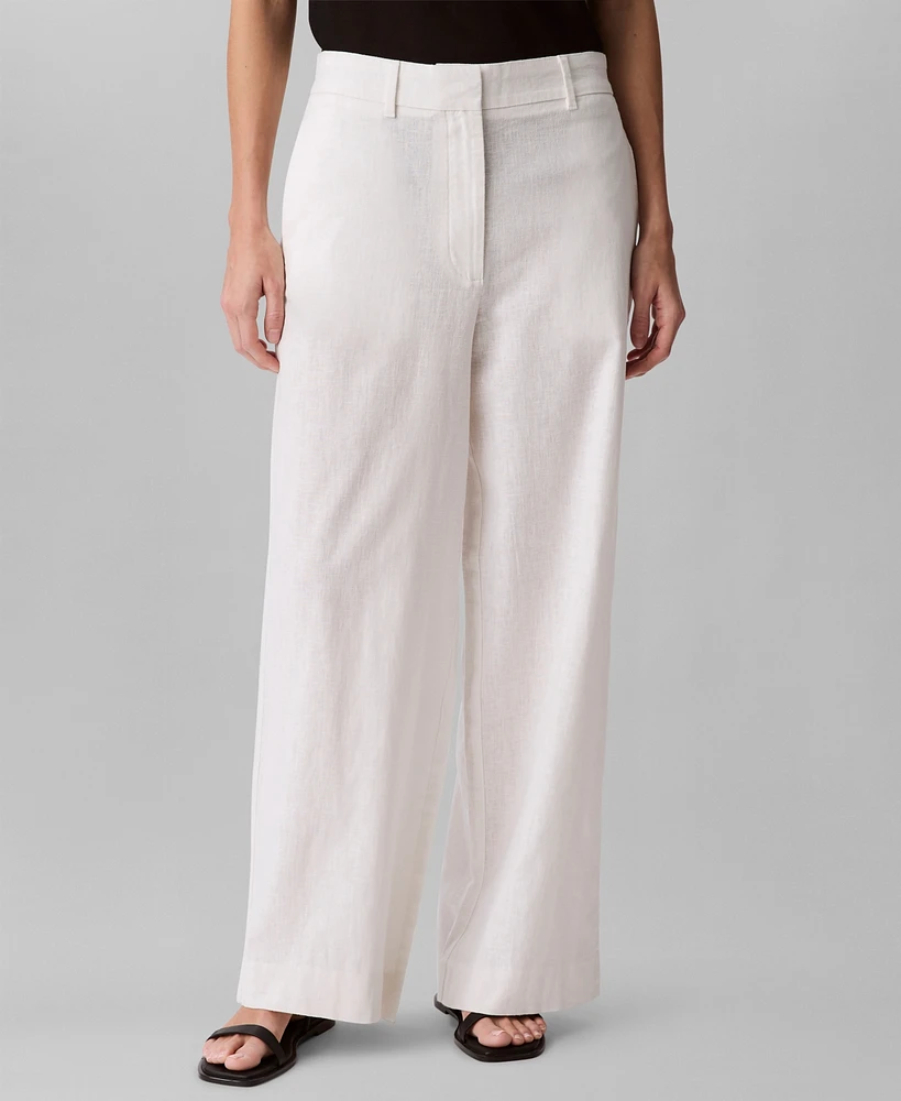 Calvin Klein Women's Linen-Cotton Straight-Leg Pants