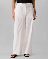Calvin Klein Women's Linen-Cotton Straight-Leg Pants