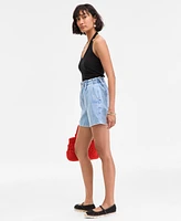 On 34th Women's Denim High Rise Paperbag-Waist Shorts, Exclusively at Macy's