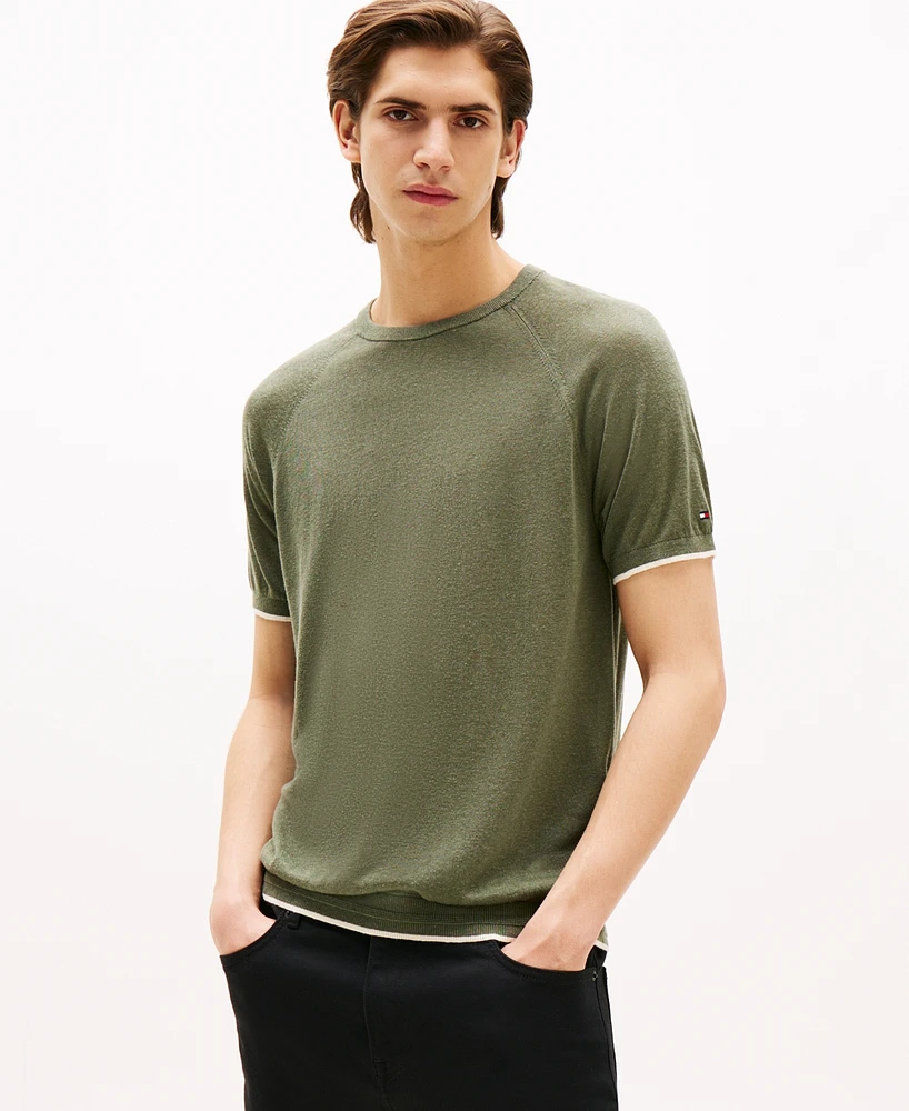 Tommy Hilfiger Men's Relaxed Fit Short Sleeve Crewneck Knitted T-Shirt