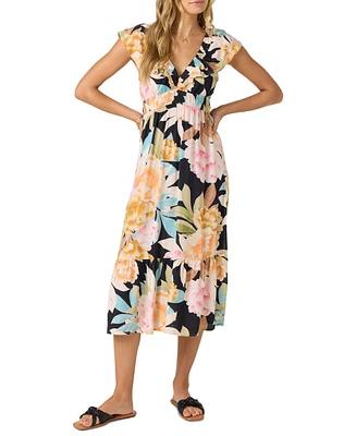 O'Neill Juniors' Zetta Short-Sleeve V-Neck Midi Dress