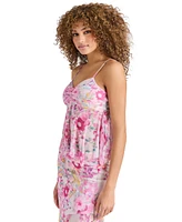 Steve Madden Women's Floral-Print Handkerchief-Hem Sleeveless Top