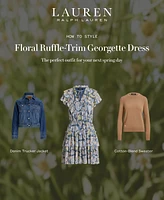 Lauren Ralph Petite Women's Floral Ruffle-Trim Georgette Dress