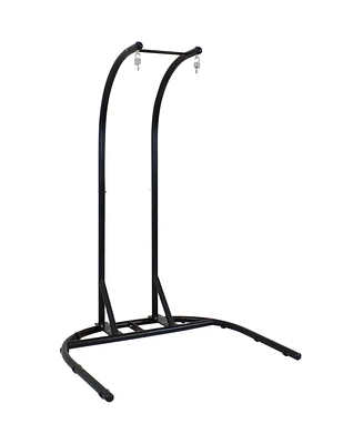 Deluxe Steel U-Shape Hanging Egg Chair Loveseat Stand -Indoor/Outdoor - Powder-Coated Black Finish - 76 Inches Tall
