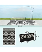 Outsunny Outdoor Rug, 9' x 12' Floor Mat, Toothed Rhombus