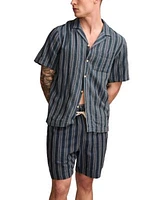 Lucky Brand Mens Regular Fit Stripe Button Down Camp Shirt Regular Fit Stripe 7 Drawstring Shorts