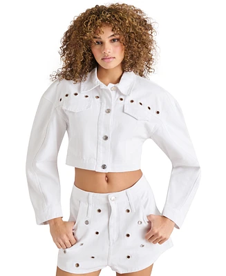 Steve Madden Women's Damiani Barrel-Sleeve Cotton Denim Jacket