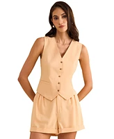 1.state Women's High Rise Roll-Cuff Pleated Shorts