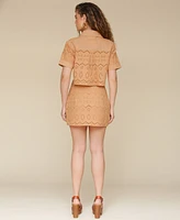 Avec Les Filles Women's Eyelet Midi Skirt