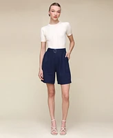 Avec Les Filles Women's Belted Linen-Blend Shorts