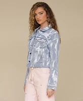 Avec Les Filles Women's Raw-Edge Cropped Trucker Jacket